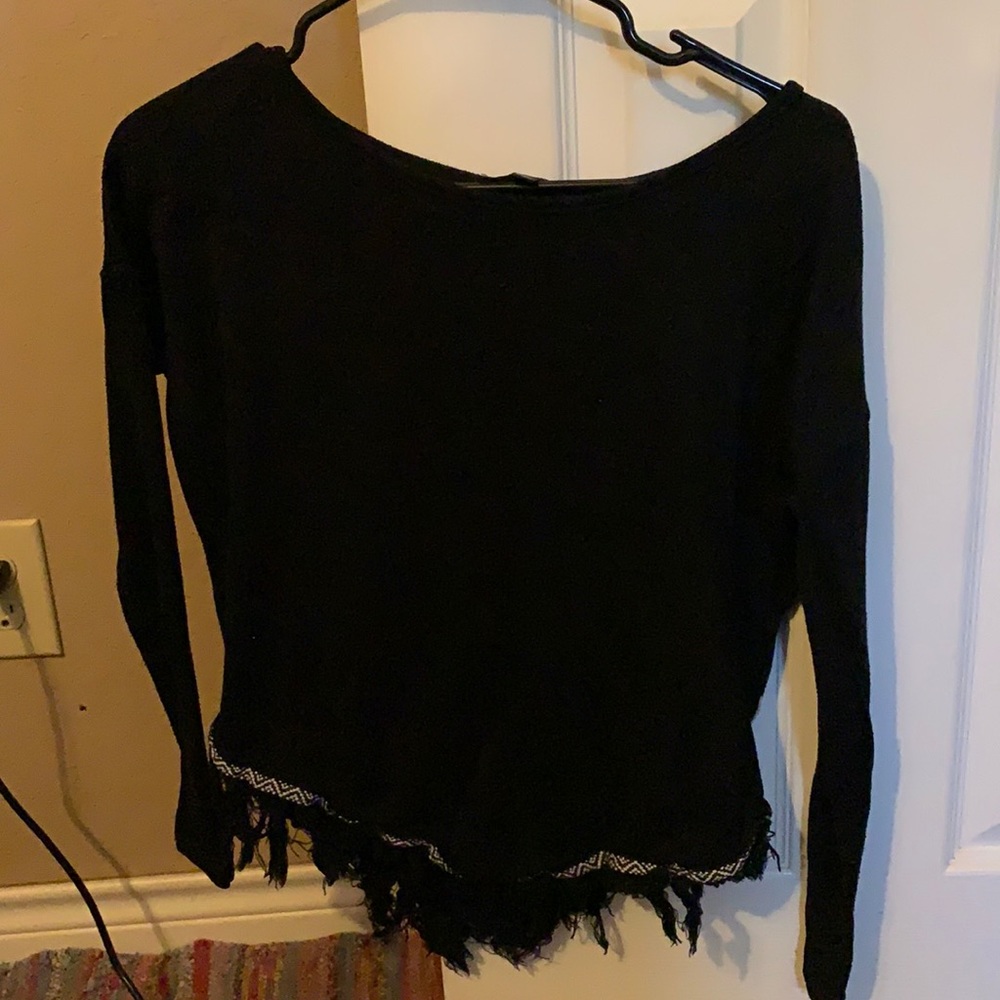 Long sleeve winter shirt, fringe hem line